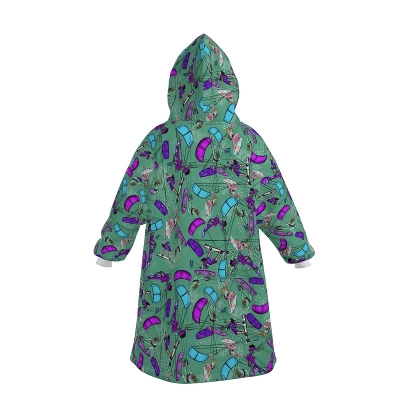 Waterproof Changing Dry Robe Kitesurfer Girl Freestyle Jumping - Green