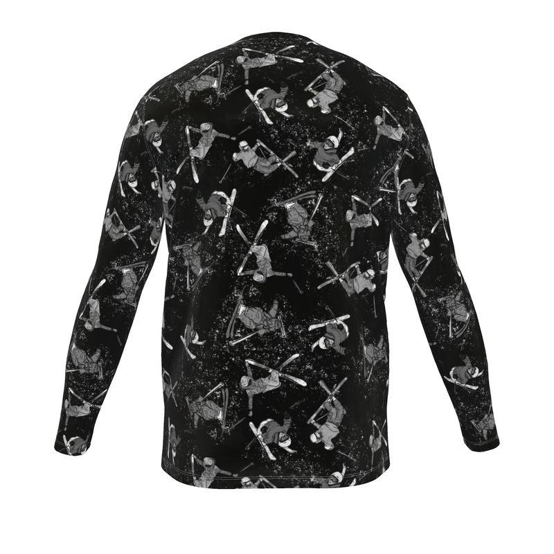 Mens Sports Breathable base Layer Long Sleeve Top Ski Skier - Black