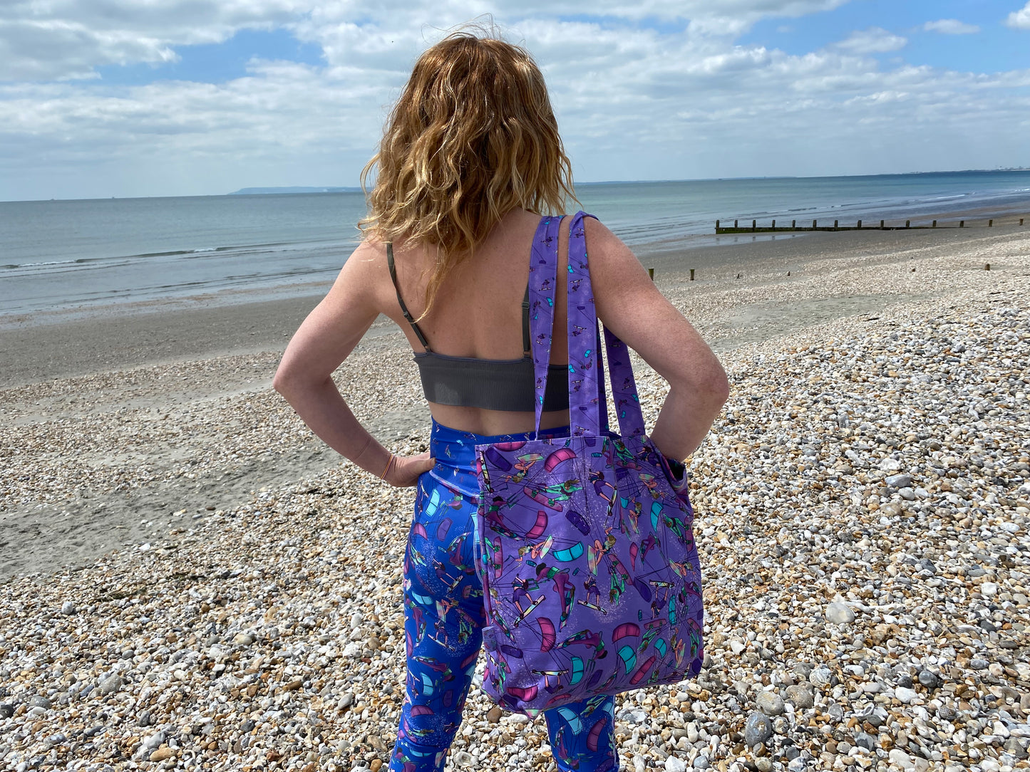 Ladies Flex Sports Lycra High Waisted Leggings Kitesurfer - Purple