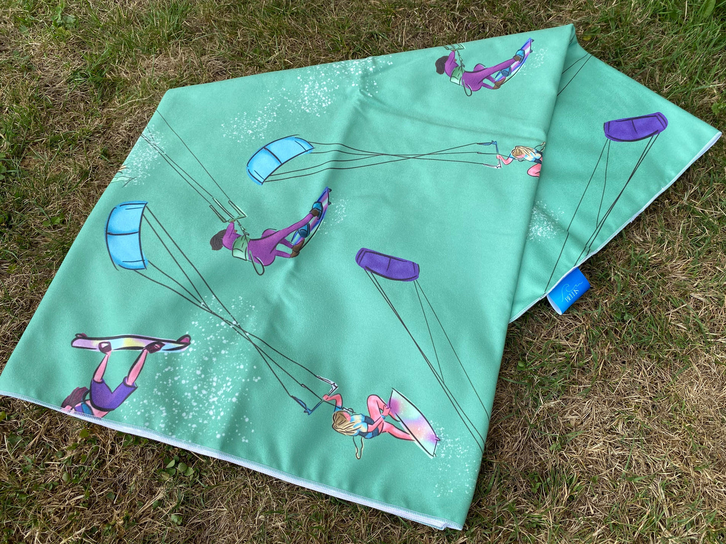 Green microfibre beach towel