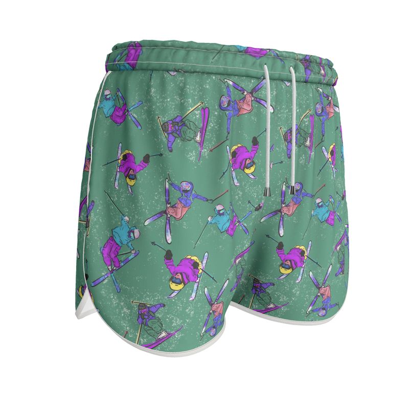 Ladies Running Sports Shorts Ski Skier Freestyle Snow Sports - Green