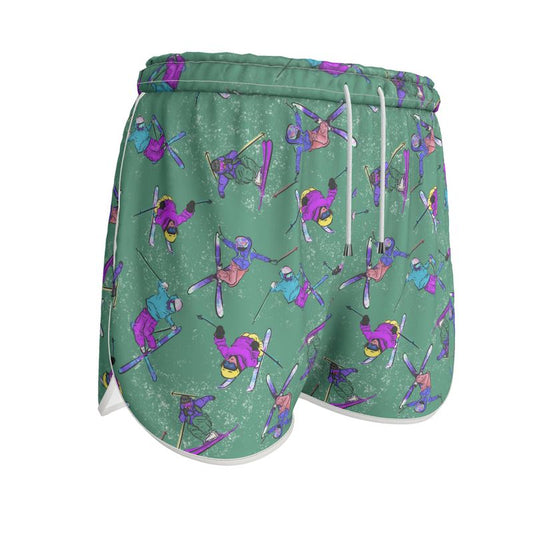 Ladies Running Sports Shorts Ski Skier Freestyle Snow Sports - Green