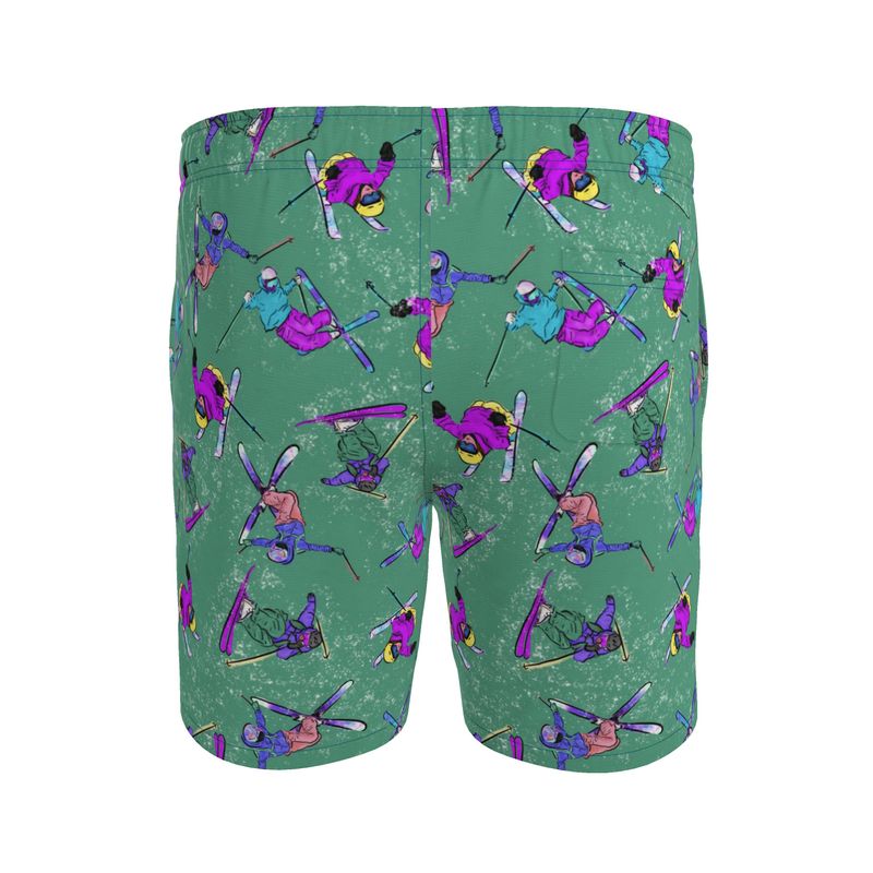Men's Swimming Shorts Trunks Ski Skier Freestyle Snow Sports - Green