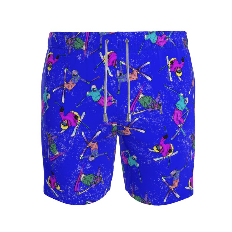 Men's Swimming Shorts Trunks Ski Skier Freestyle Snow Sports - Blue