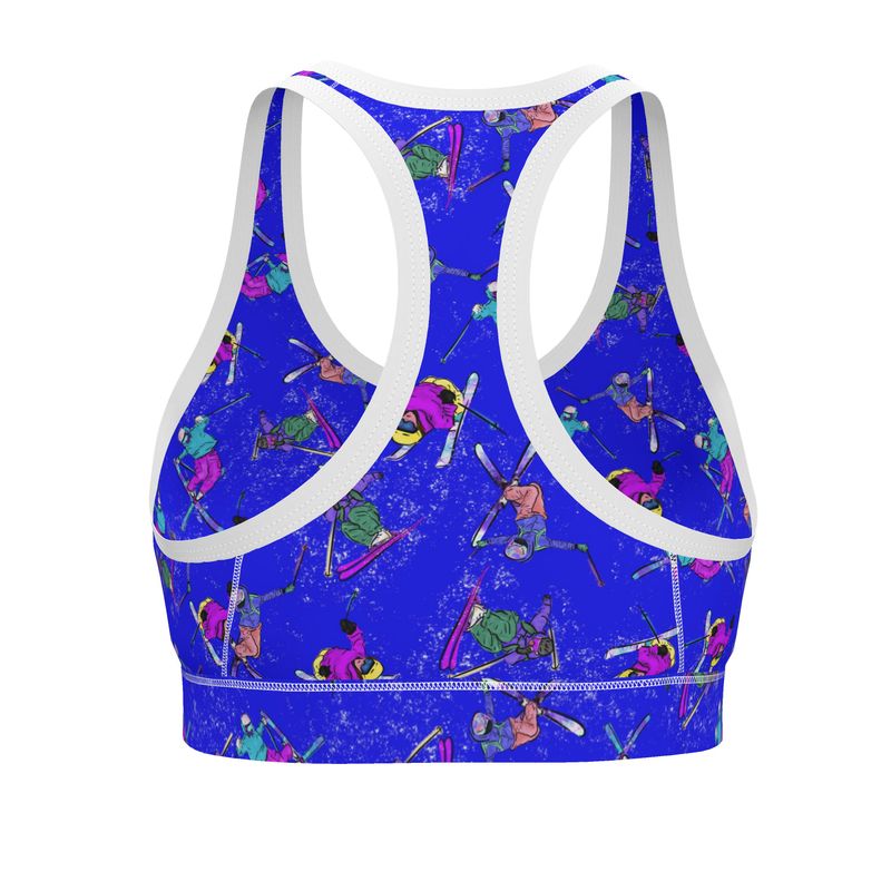 Ladies Sports Bra Ski Skier Freestyle Snow Sports - Blue