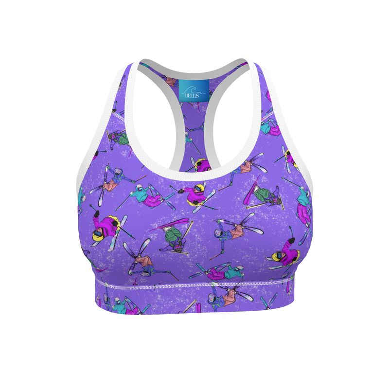 Ladies Sports Bra Ski Skier Freestyle Snow Sports - Purple