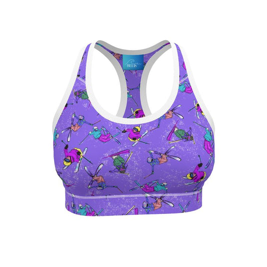 Ladies Sports Bra Ski Skier Freestyle Snow Sports - Purple