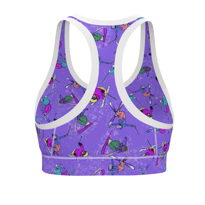 Ladies Sports Bra Ski Skier Freestyle Snow Sports - Purple