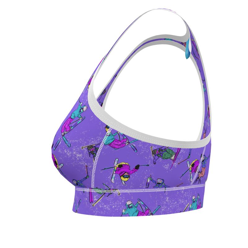 Ladies Sports Bra Ski Skier Freestyle Snow Sports - Purple