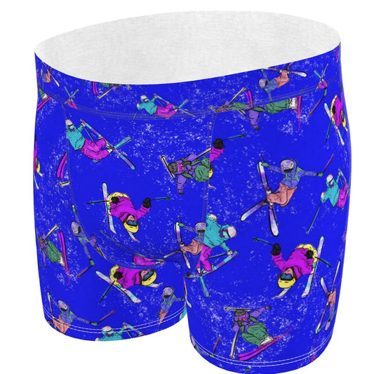 Men's Boxer Shorts Briefs Ski Skier Freestyle Snow Sports - Blue
