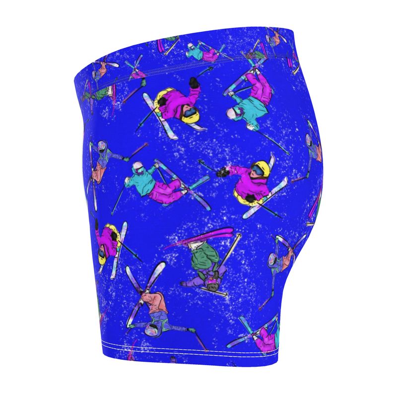 Men's Boxer Shorts Briefs Ski Skier Freestyle Snow Sports - Blue