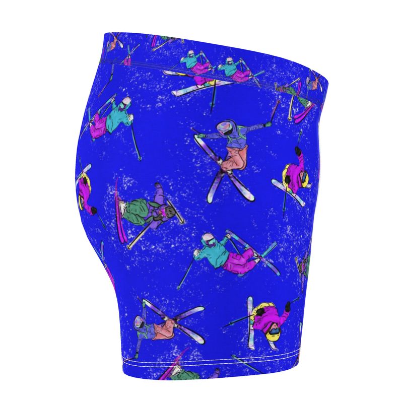 Men's Boxer Shorts Briefs Ski Skier Freestyle Snow Sports - Blue