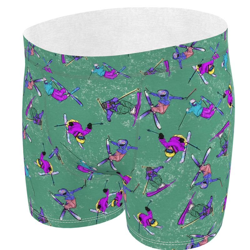 Men's Boxer Shorts Briefs Ski Skier Freestyle Snow Sports - Green