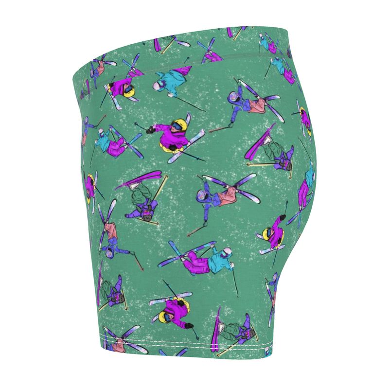 Men's Boxer Shorts Briefs Ski Skier Freestyle Snow Sports - Green