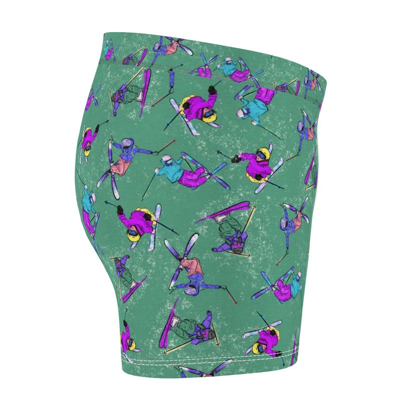 Men's Boxer Shorts Briefs Ski Skier Freestyle Snow Sports - Green