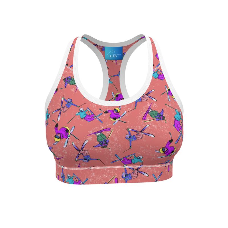 Ladies Sports Bra Ski Skier Freestyle Snow Sports - Orange