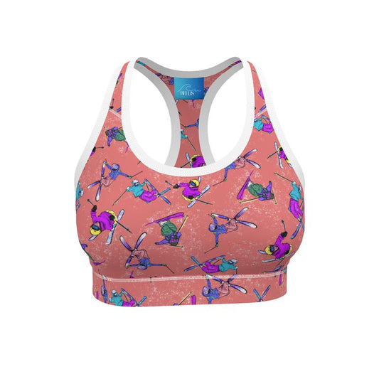 Ladies Sports Bra Ski Skier Freestyle Snow Sports - Orange