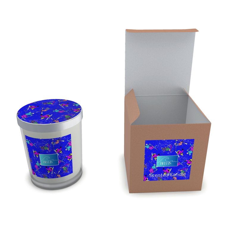 Scented Candle Ski Skier Freestyle Snow Sports - Blue
