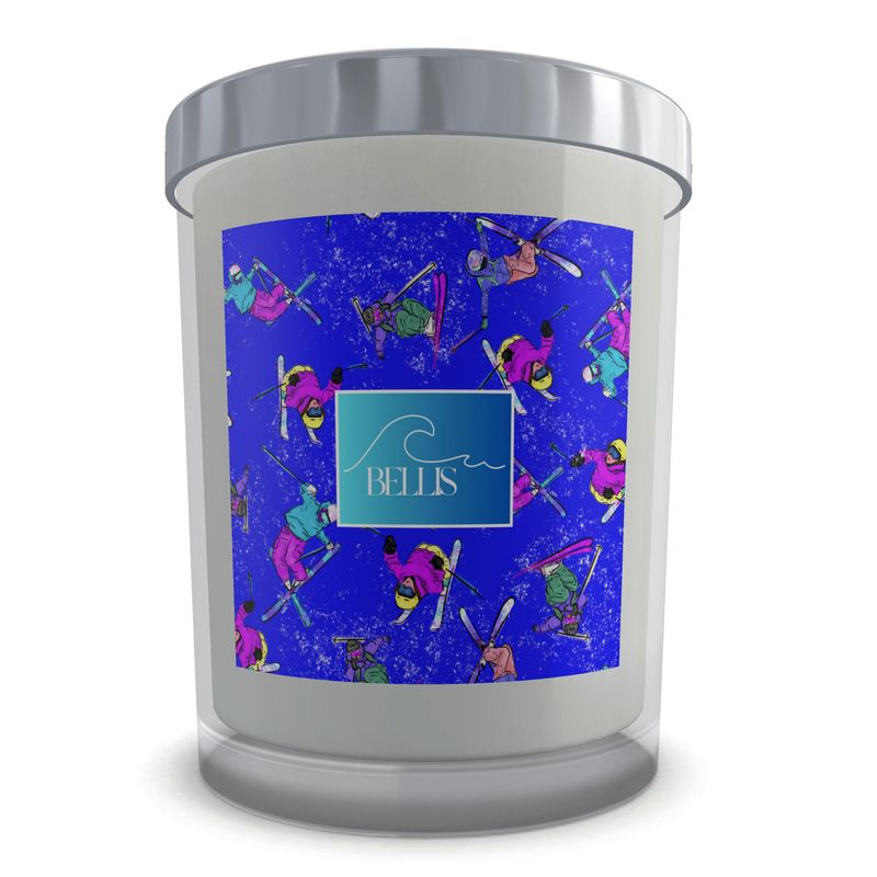 Scented Candle Ski Skier Freestyle Snow Sports - Blue