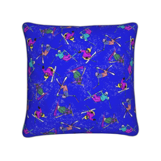 Cushion Cotton-Linen Ski Skier Freestyle Snow Sports - Blue