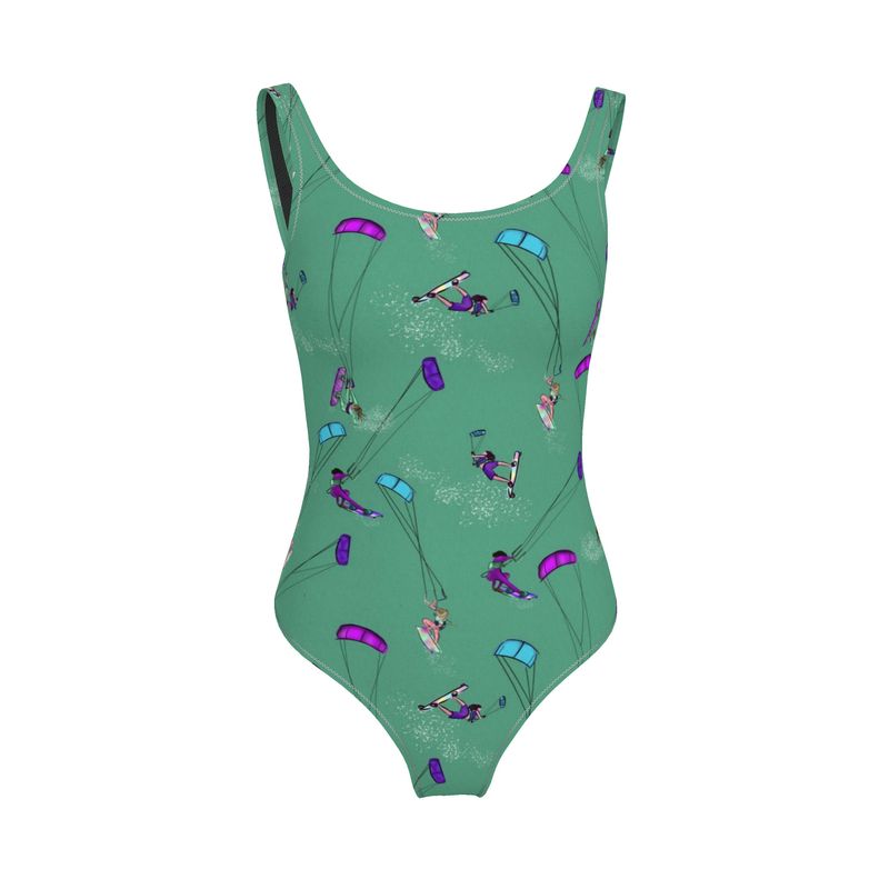 Ladies Swimsuit Kitesurfer girl Freestyle Jumping - Green