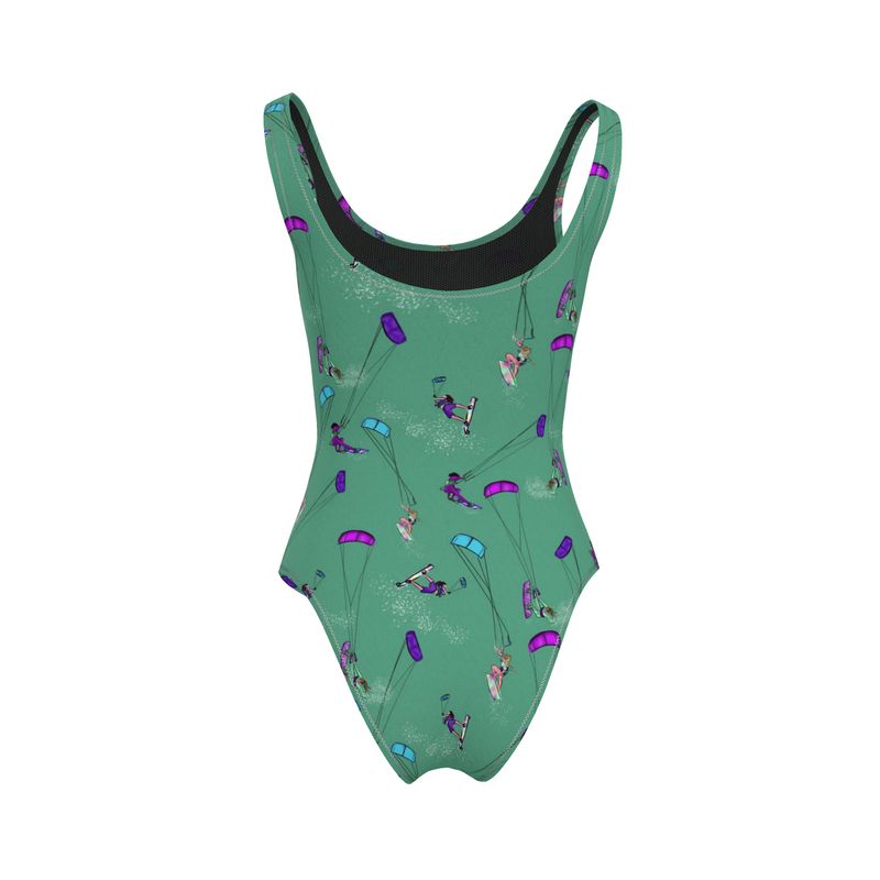 Ladies Swimsuit Kitesurfer girl Freestyle Jumping - Green