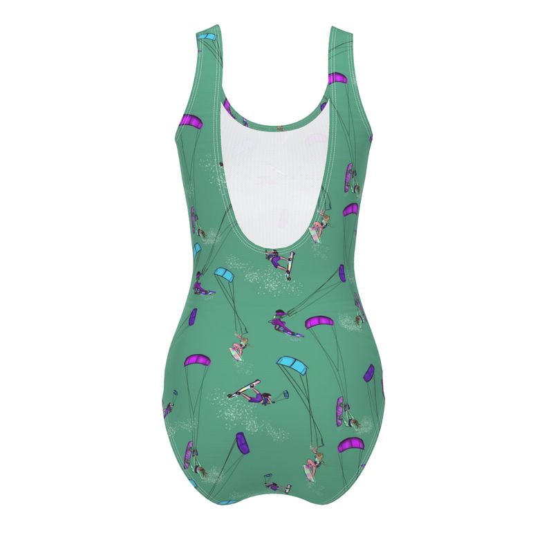 Ladies Swimsuit Kitesurfer girl Freestyle Jumping - Green