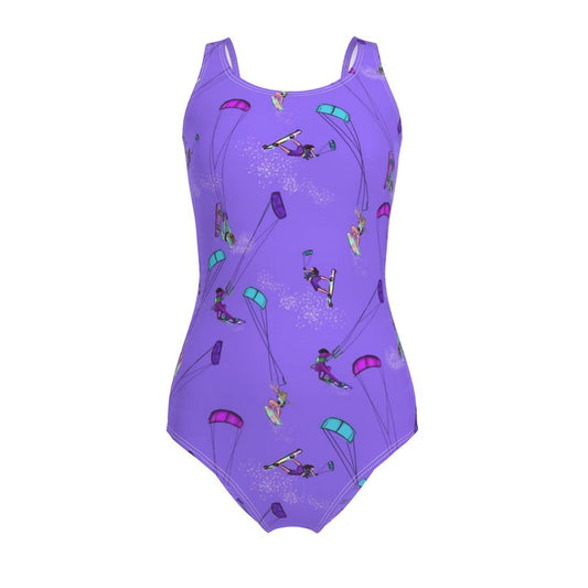 Ladies Swimsuit Kitesurfer Girl Freestyle Jumping  - Purple