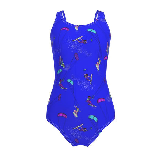 Ladies Swimsuit Kitesurfer girl Freestyle Jumping - Blue