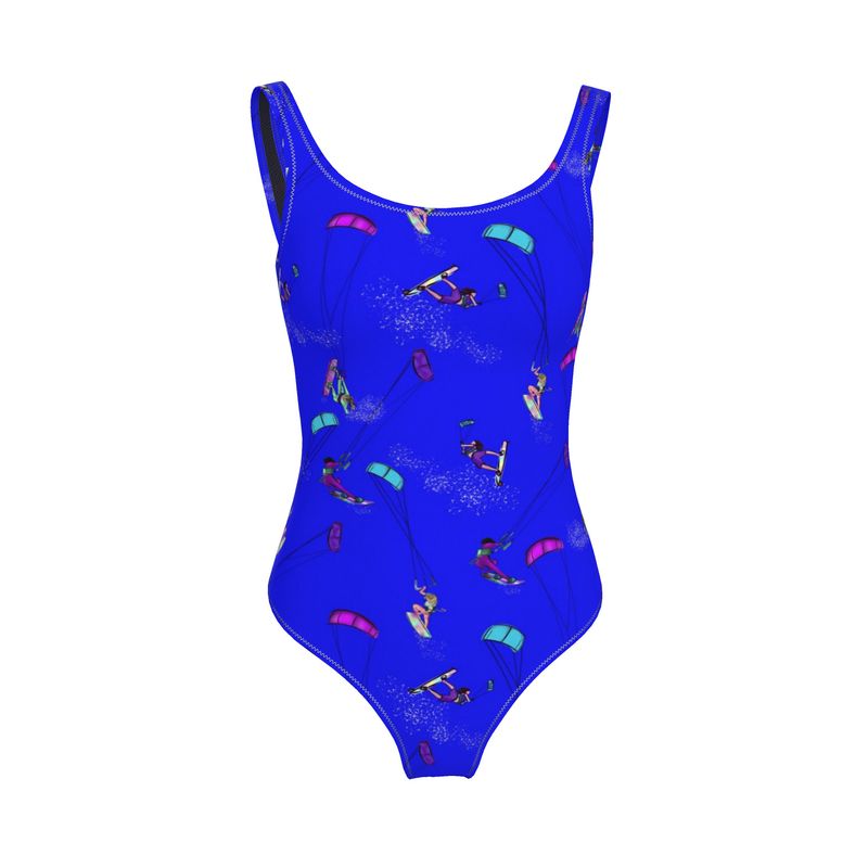 Ladies Swimsuit Kitesurfer girl Freestyle Jumping - Blue