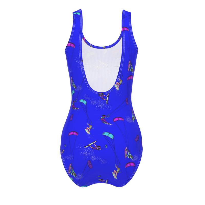 Ladies Swimsuit Kitesurfer girl Freestyle Jumping - Blue