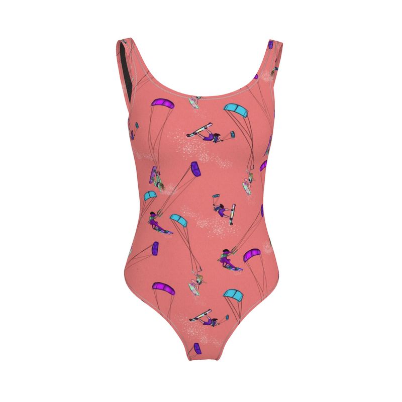 Ladies Swimsuit Kitesurfer girl Freestyle Jumping - Orange