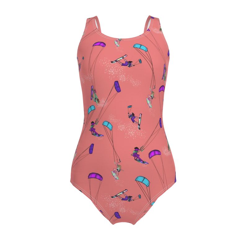 Ladies Swimsuit Kitesurfer girl Freestyle Jumping - Orange