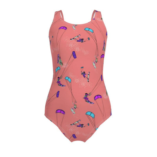 Ladies Swimsuit Kitesurfer girl Freestyle Jumping - Orange