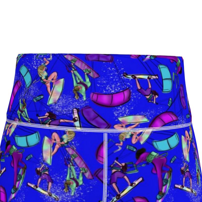 Ladies Flex Sports Lycra High Waisted Leggings Kitesurfer - Blue