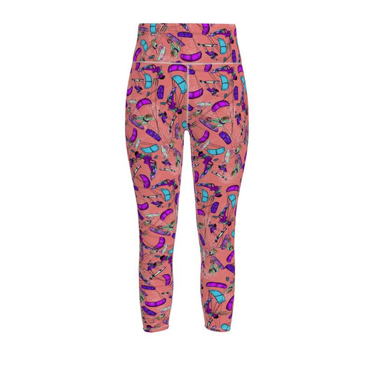 Ladies Sports Leggings Kitesurfer Girl Freestyle Jumping - Orange