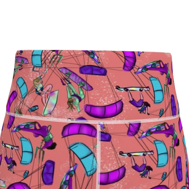 Ladies Sports Leggings Kitesurfer Girl Freestyle Jumping - Orange
