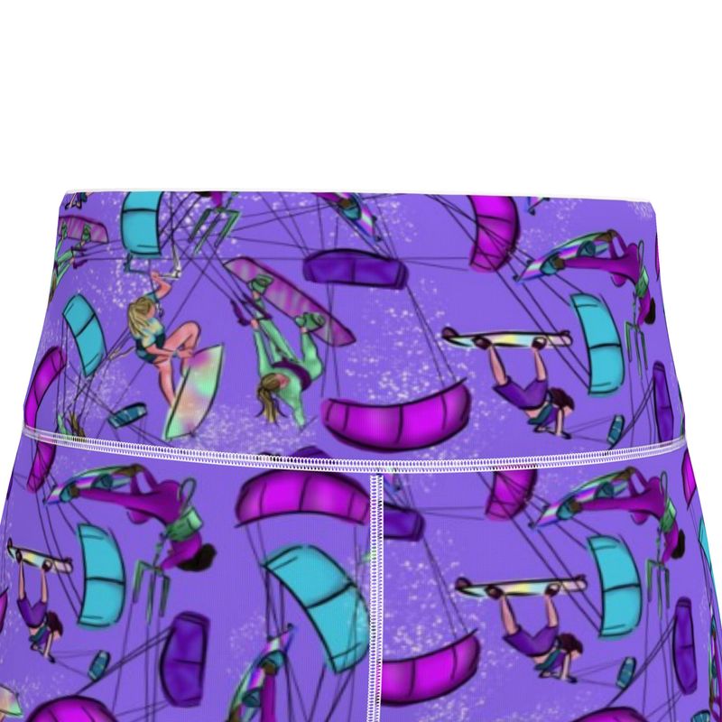 Ladies Flex Sports Lycra High Waisted Leggings Kitesurfer - Purple