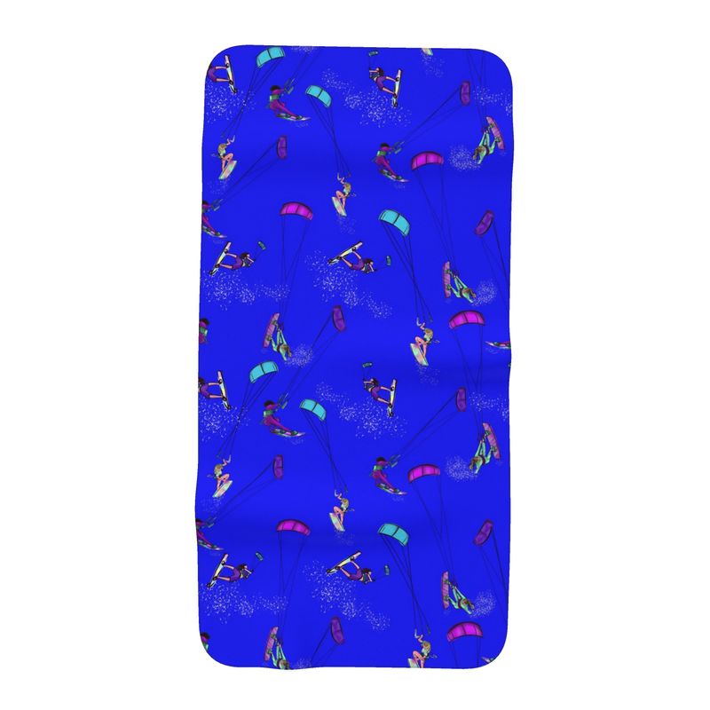 Microfibre  Beach Towel Kitesurfer Girl Freestyle Jumping - Blue