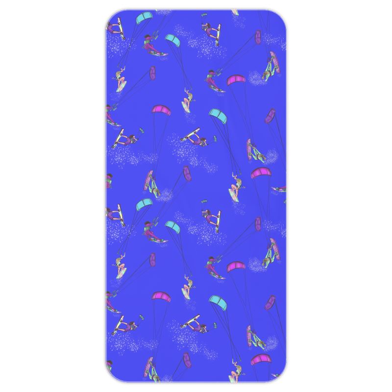 Microfibre  Beach Towel Kitesurfer Girl Freestyle Jumping - Blue