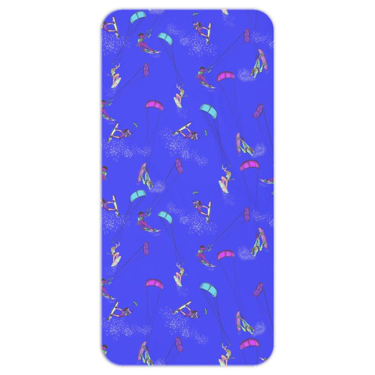 Microfibre  Beach Towel Kitesurfer Girl Freestyle Jumping - Blue