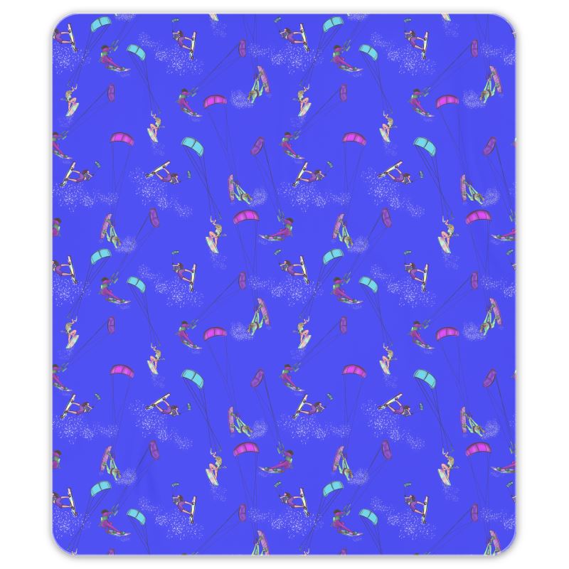 Microfibre  Beach Towel Kitesurfer Girl Freestyle Jumping - Blue