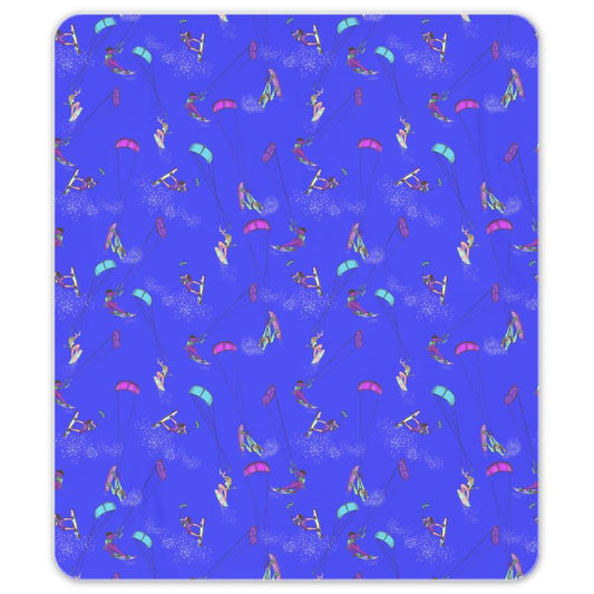 Microfibre  Beach Towel Kitesurfer Girl Freestyle Jumping - Blue