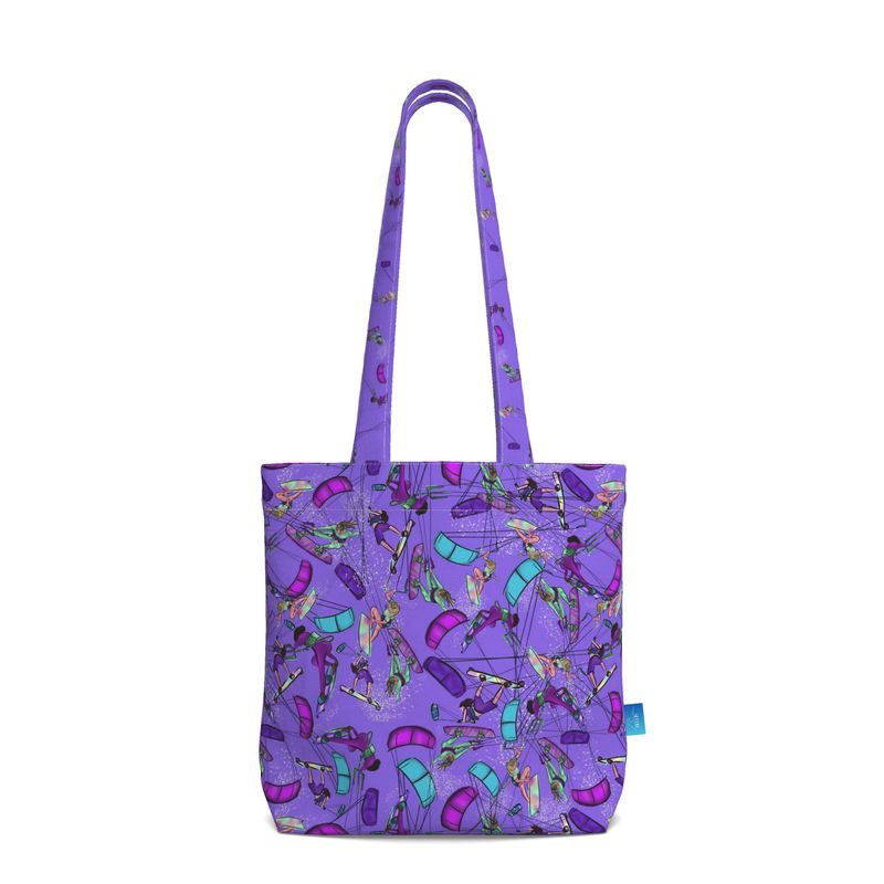 Beach Tote Bag with Gusset kitesurfer Girl Jumping - Purple