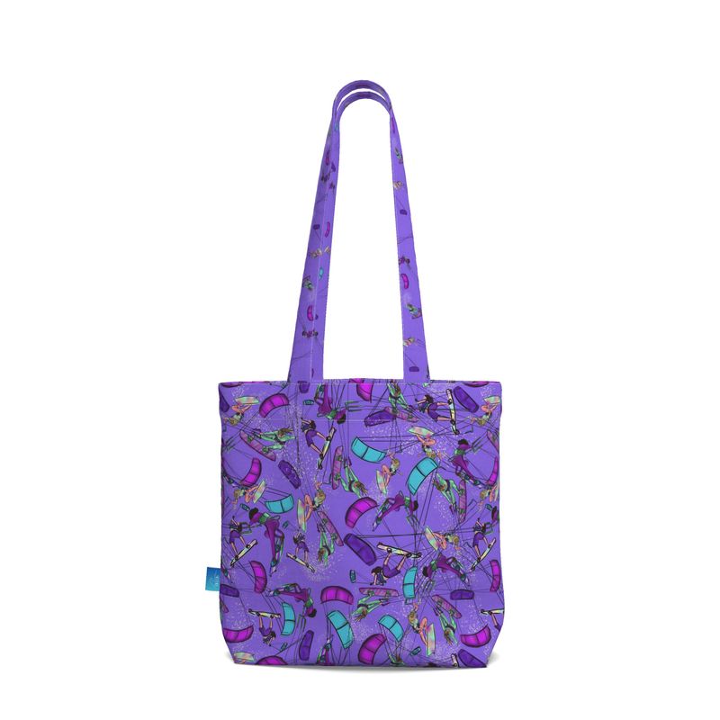 Beach Tote Bag with Gusset kitesurfer Girl Jumping - Purple