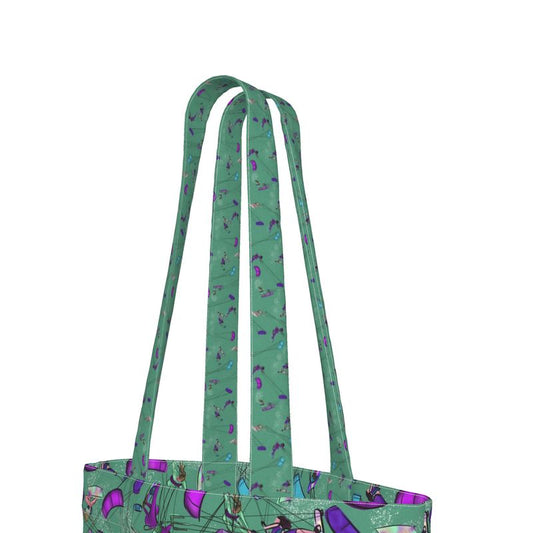 Beach Tote Bag with Gusset kitesurfer Girl Jumping - Green