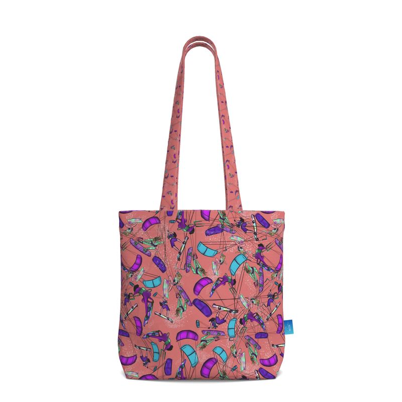 Beach Tote Bag with Gusset kitesurfer Girl Jumping - Orange