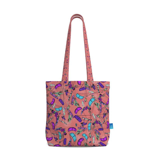 Beach Tote Bag with Gusset kitesurfer Girl Jumping - Orange