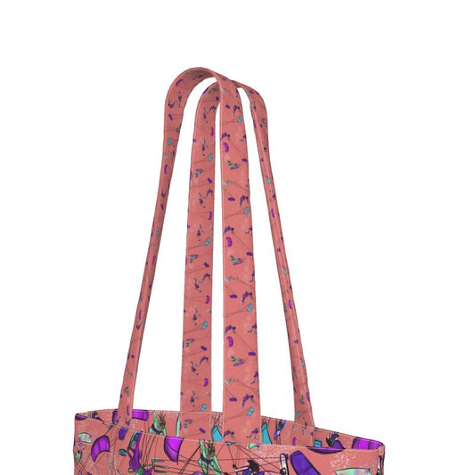 Beach Tote Bag with Gusset kitesurfer Girl Jumping - Orange