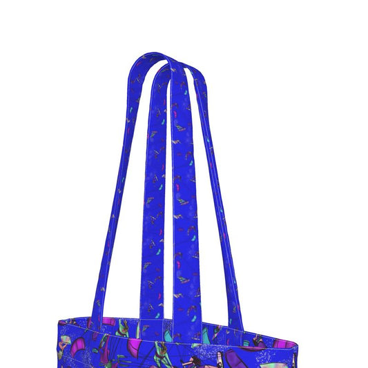 Beach Tote Bag with Gusset kitesurfer Girl Jumping - Blue